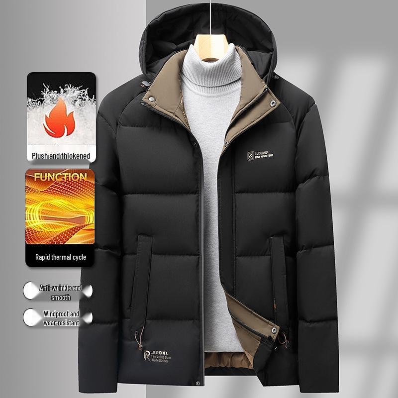 2025 Winter Men's Thickened Cotton Puffer Jacket - Business Casual Style for Youth & Middle-aged