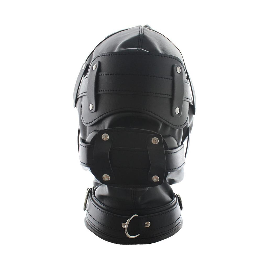 Sekusii SM Full Head Mask with Internal Gag for SM Eye Male and SM Halloween Adult Eyes and Mouth Open Restraints, Play, Covering, Female, Mask,