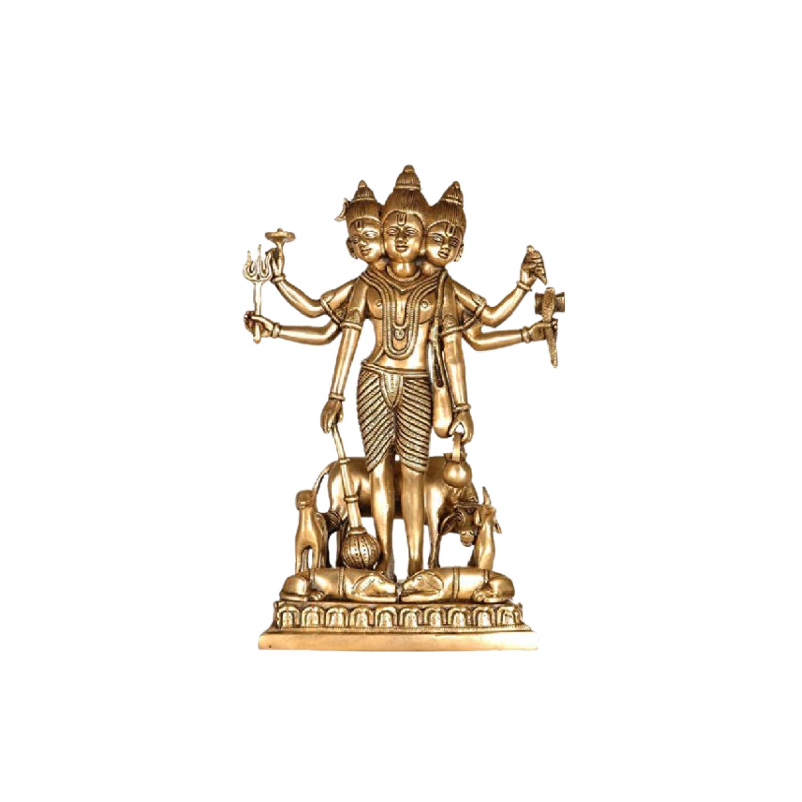 

Ashtadhatu Made Shri Guru Dattatreaya Puja Idol, Antique Brass Puja Idol - 7 Cm