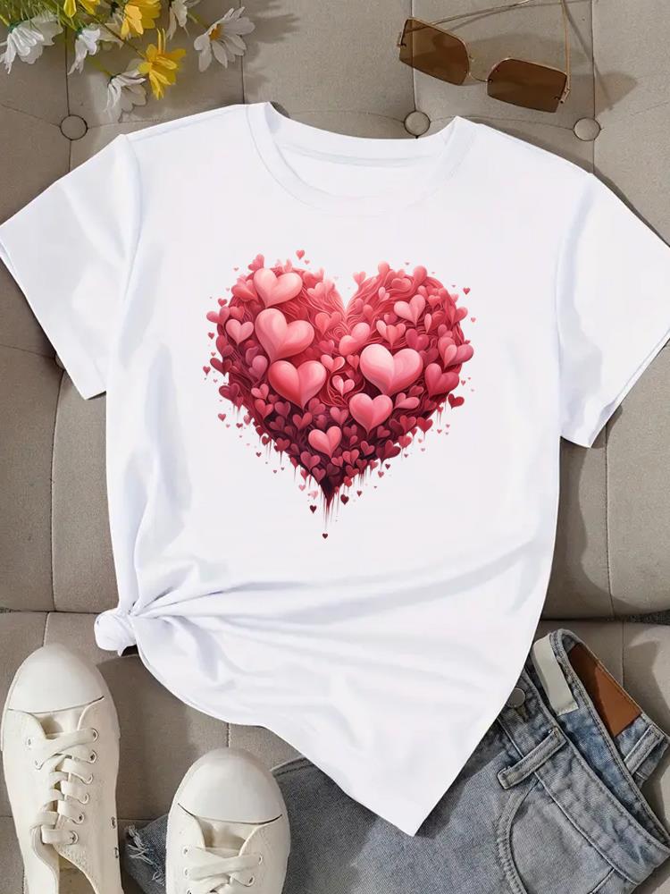 (Asian Size) love trend cute 90s Woman Print Tee Top Women Clothing T Shirt Fashion Female Short Sleeve Graphic T-shirts