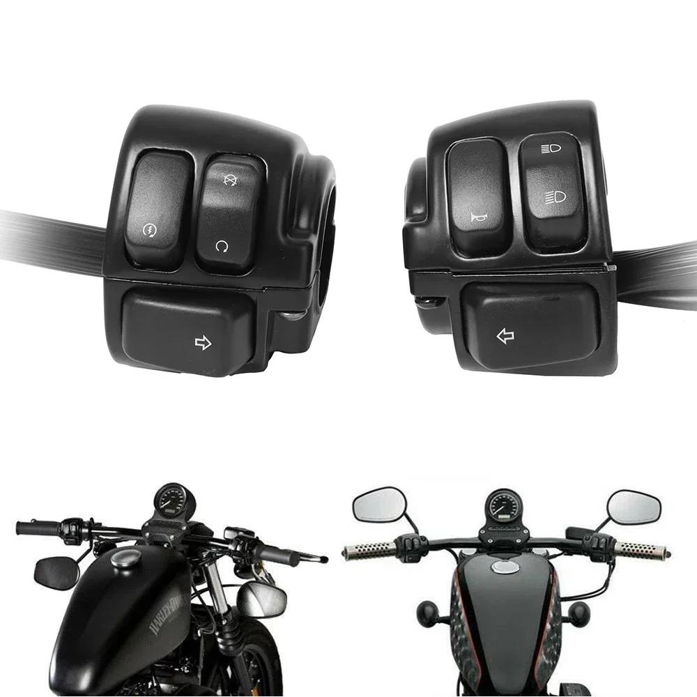 

для Harley Softail Dyna Sportster 883 1200 V-Rod Мотоцикла 25 мм Руль Переключатель Управления с Жгутом Проводов Черный/ Хром Элемент чёрный