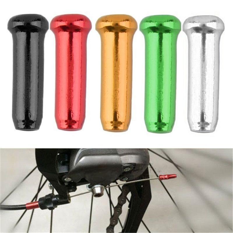 50 Pcs Road Bike Cable End Caps Aluminum Alloy Cable End Crimps Brake Shifter Cable End Tip Durable Shifter Cable Ends