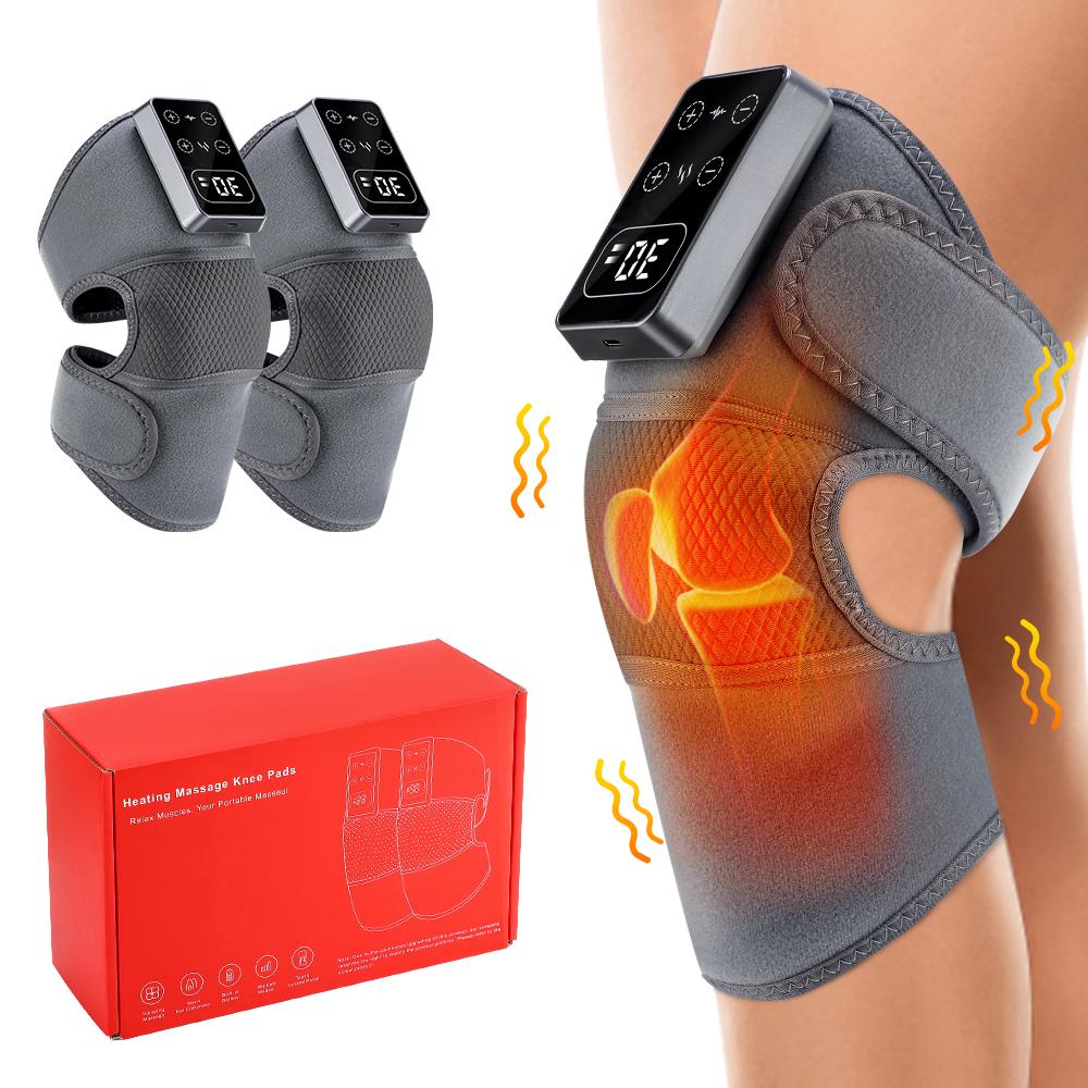 Rechargeable Heated Knee Massager with Vibration 5 Levels Heating Pad for Relaxation Support Brace