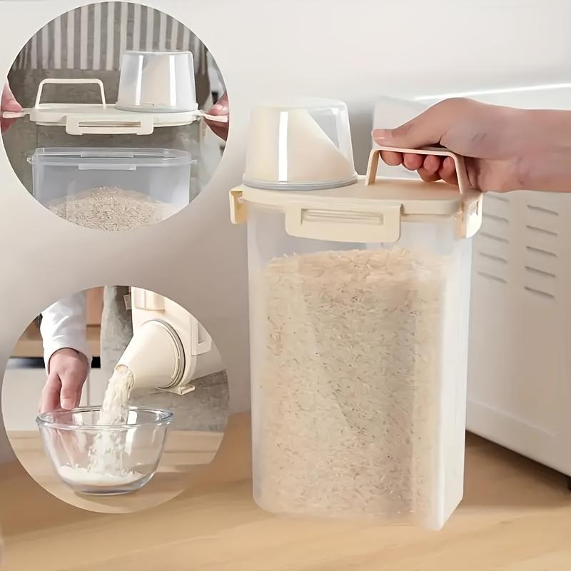 Family Airtight Storage Container for Grains, Nuts, Flour, and Rice - Kitchen Organizer and Pantry Accessory with Lid, Leak-Proof Food Storage Box