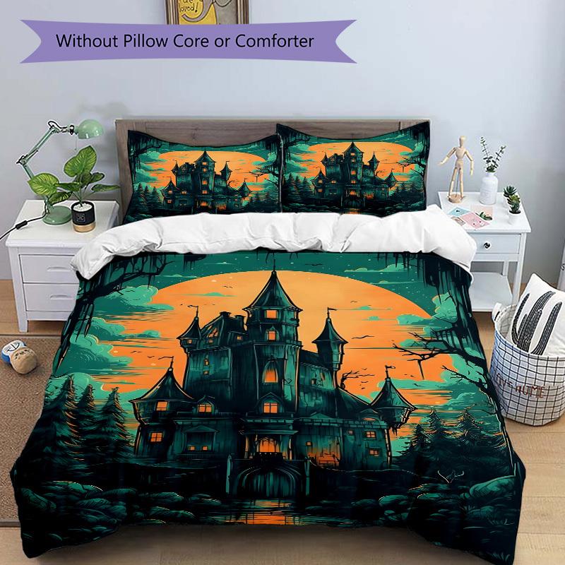 3pcs Bedding Set Castle Moonlight Includes 1 Comforter + 2 Pillowcases, Without Pillow Inserts, Soft Comfortable, Lightweight Breathable101