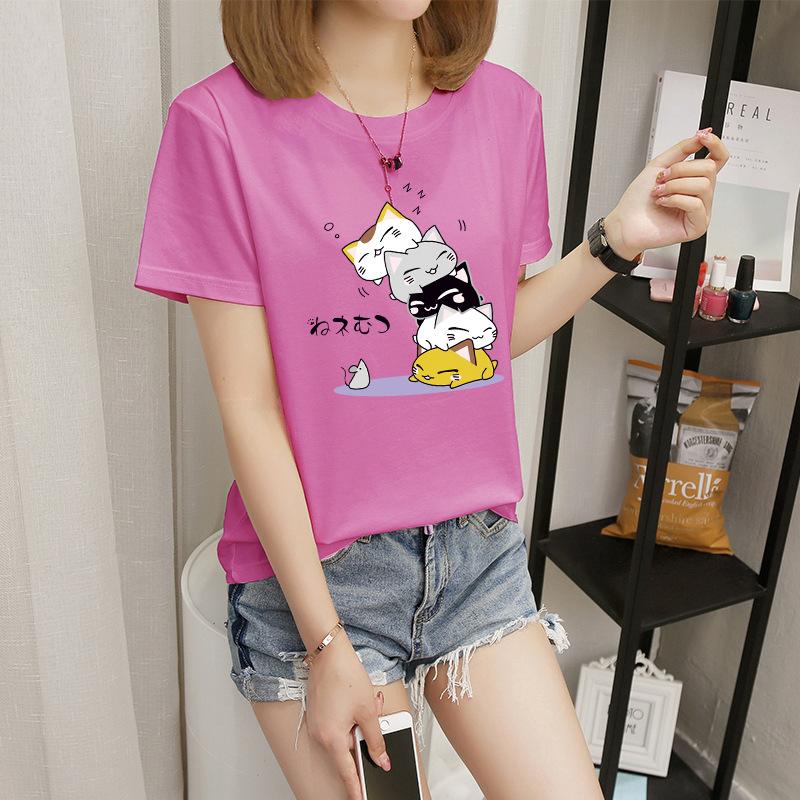 Women's short-sleeved t-shirt women's summer new Korean version cartoon student crew-neck bottoming shirt
