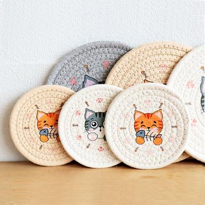Heat Insulation Woven Cotton Placemat Anti-scalding Cup Mat Table Mats Coaster  Table Decoration
