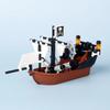 MOC Mittelalterliche Piratenbar Modellbausteine Set Papagei Blockhütte Inselhaus Lagerfeuer Baum Segelboot Schiff Steine Spielzeug Geschenk
