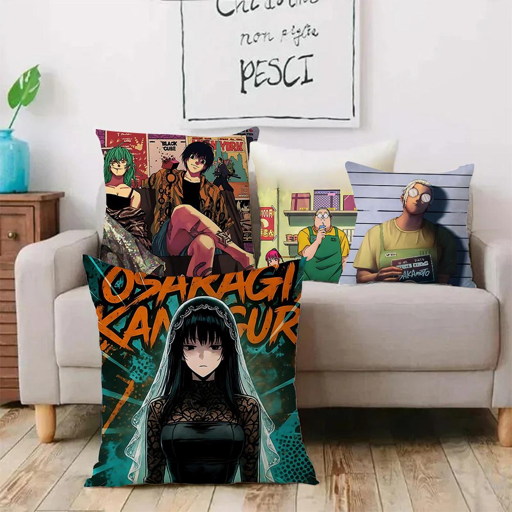 Anime Sakamotos Days Pillow Covers Cartoon Sofa Decorative Home Double-sided Printing Short Plush Cute Cushion Cover