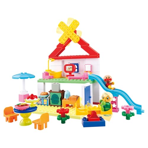 Bandai Blocklabo Block Lab Build a Bread Factory and a Big House! Anpanman Block Bucket, Ages 3 and Up