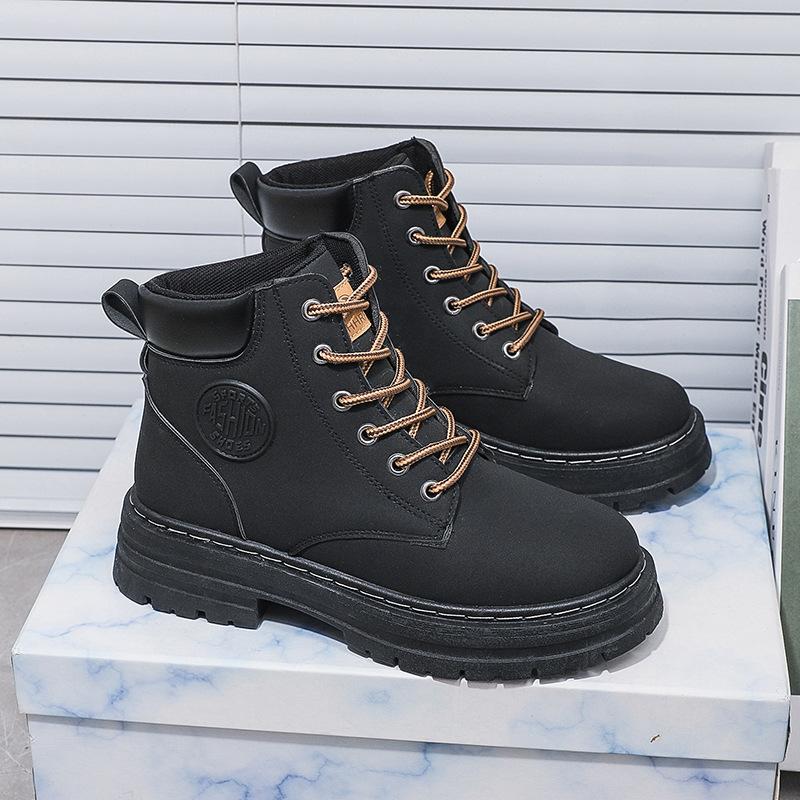 Martin Boots for Men and Women Couple Autumn and Winter New High-top British Style Work Boots Korean Style Thick-soled Non-slip Short Boots for Women