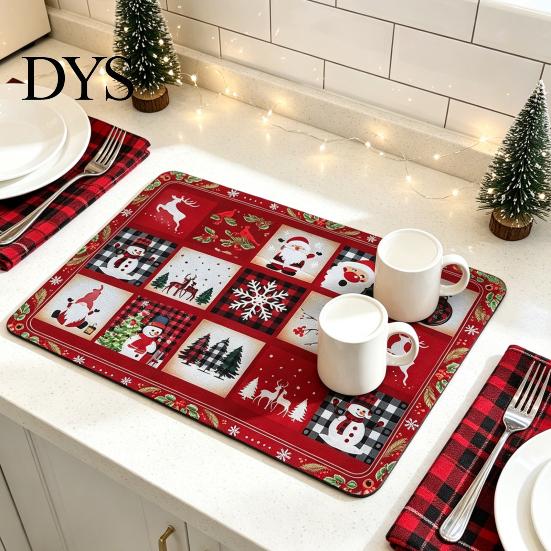 Non Slip Hot Pot Trivet Floral Dish Drying Mat, Absorbent Diatomaceous Earth Anti Scalding Easy Clean Kitchen Accessories Countertop Protector,