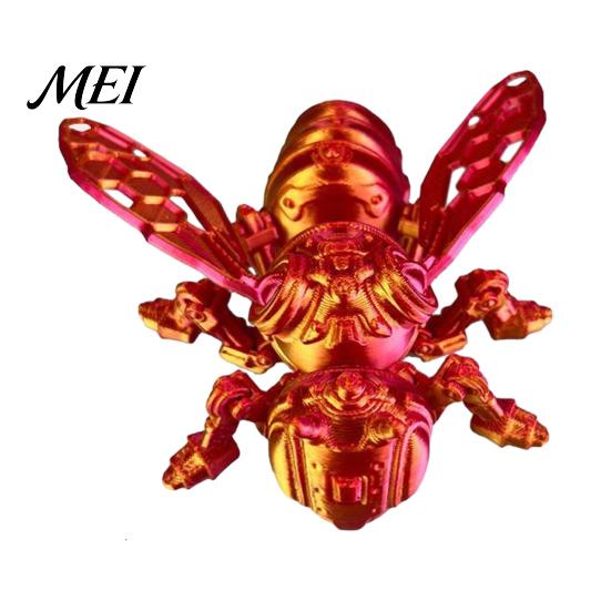 Collectible Bee Figure 3D Printed Mechanical Figurine, Hornet Ornament with Movable Joints, Articulated Wasp Desktop Model Fidget Toy, Insect