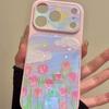 Ins Style Aesthetic Cloud & Tulip Oil Painting iPhone 17 Pro Max Case - Fits Apple 16 Female.