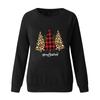 Women's Casual Fashion Christmas Print Long Sleeve O-Neck Pullover Top