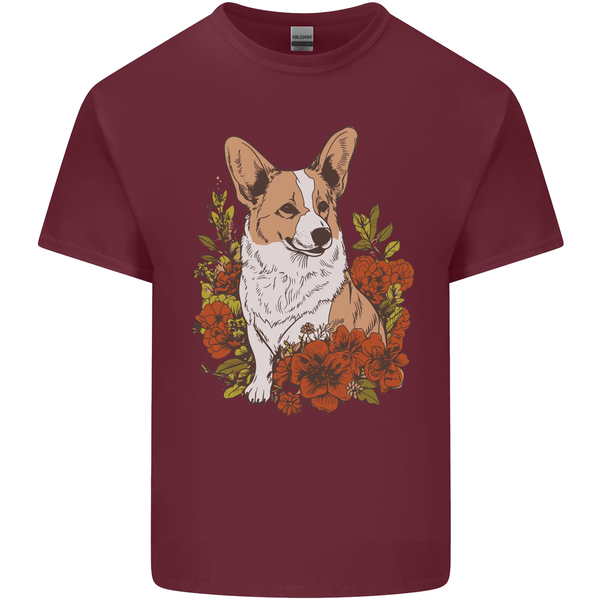 Corgi Dog With Flowers Unisexs Light Cotton TShirt S