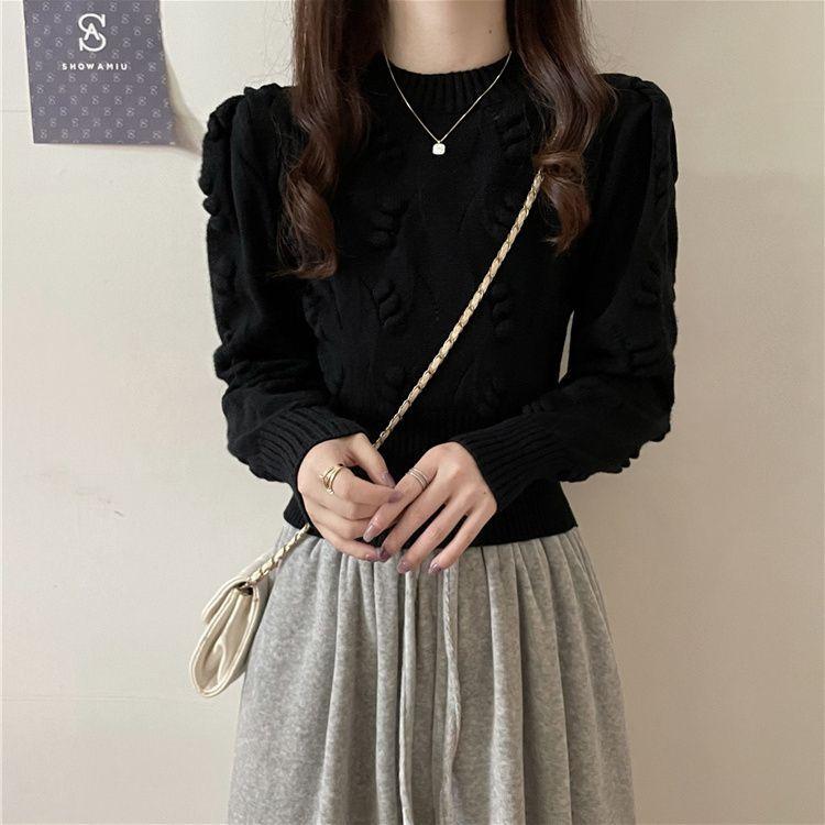 Women's Autumn and Winter Half-High Neck Sweater Inner Wear High-End Slim-Waist Base Layer Knitted Shirt Unique Short-Sleeve Top