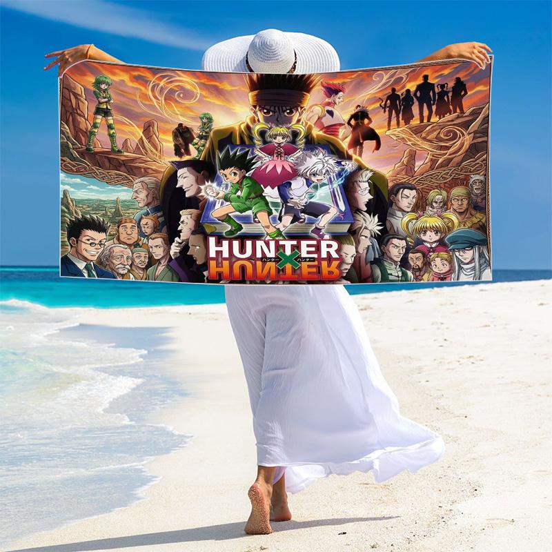 Anime HUNTER×HUNTER Print Beach Towel, Large Soft Quick Dry Towel for Beach Camping Swimming