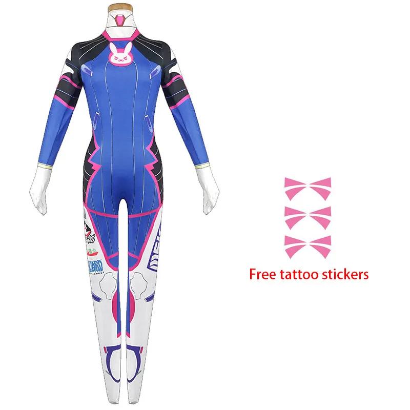 Dva Cosplay Costume Bodysuit Zenti Game Women Sexy Adult Jumpsuits Dva Wig Toy Gun Earphone Halloween Party Costumes Clothing