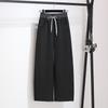 2026 Winter Women's Thick Fleece-Lined Gray Wool Wide-Leg Sweatpants