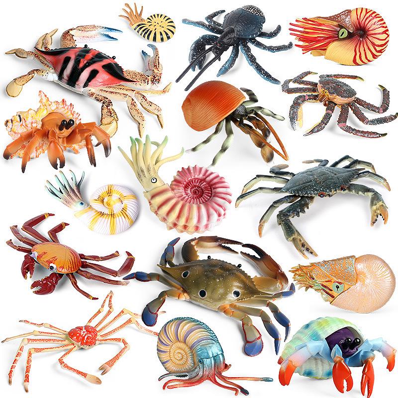 Ocean Crab Simulation Toy Set: Includes Hermit, Swimming, and Three-Spot Plastic Models