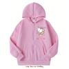 2pcs Girls Cat Print Hooded Jacket Kuromi Sweatpants Set Soft MelodyZip Up Hoodie with Pockets Long Sleeve Casual Outfit for Spring Fall for Outdoor
