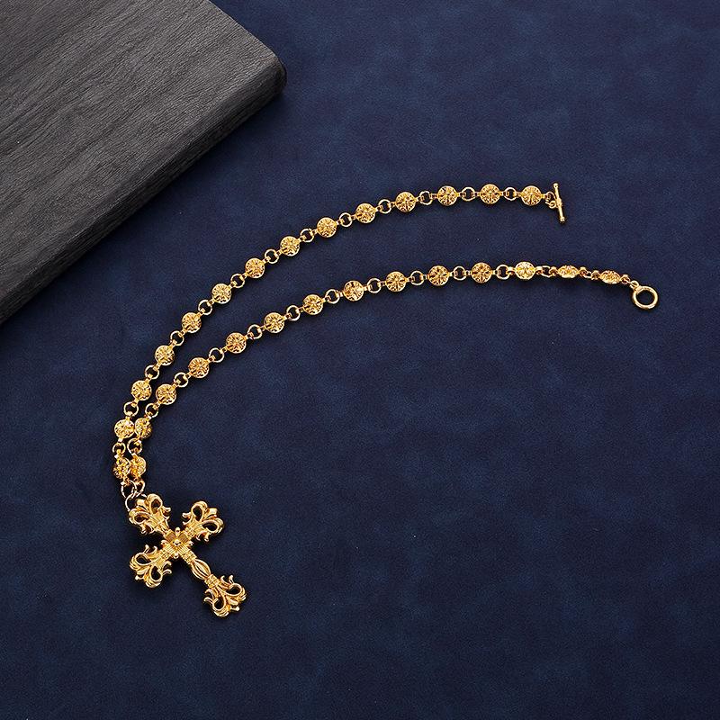 Vintage Hip Hop Streetwear Chain: Classic Valentine's Antique Silver Cross Pendant