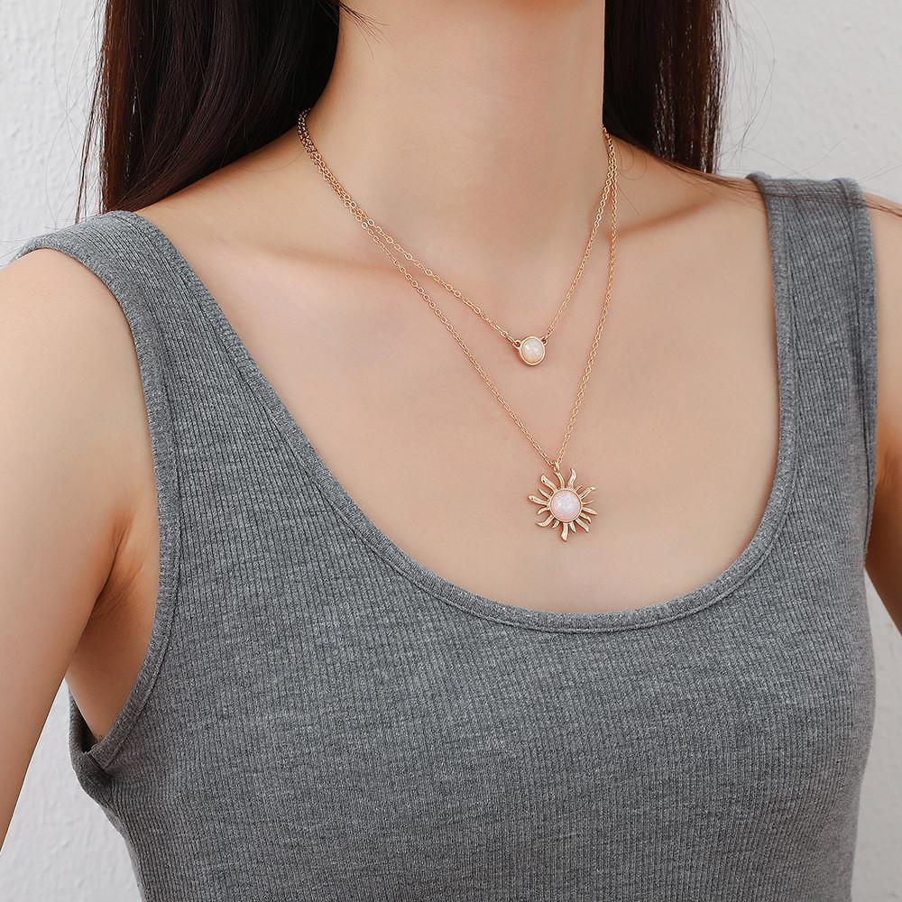 Chic And Trendy Fashionable Dual Layer Necklace For Women With Unique Design
