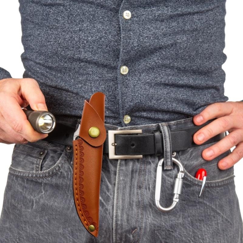 Lederscheide für feststehendes Messer Outdoor-Werkzeuggürtel Jagdholster Tragescheide Leder-Messerhülle Multifunktionswerkzeug