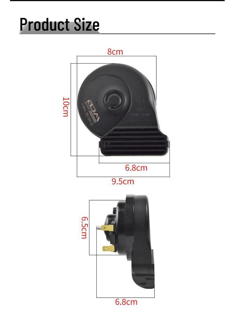 Fits Xiao Niu Electric Vehicle 12V Slim Waterproof Dustproof Snail Horn, Single to Double Conversion.