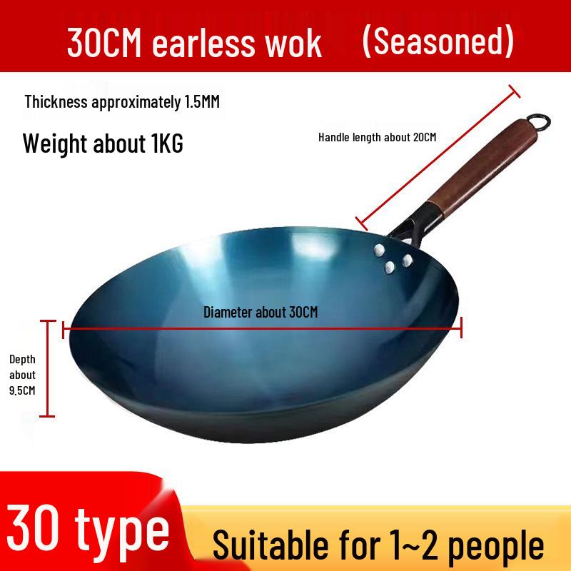 Wok da Cucina in Ferro Blu Retrò Antiaderente Stagionato