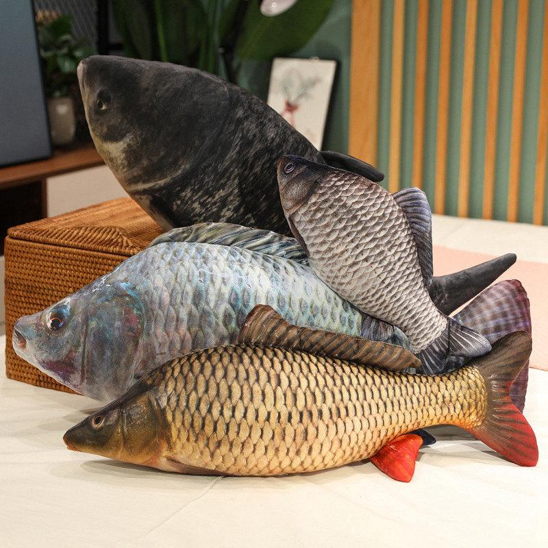 Simulering Funny Fish Plysj Leker Kjempe Utstoppet Myk Dyr Karpe Plysjpute Kreativ sovepute for barn Jenter Julegave