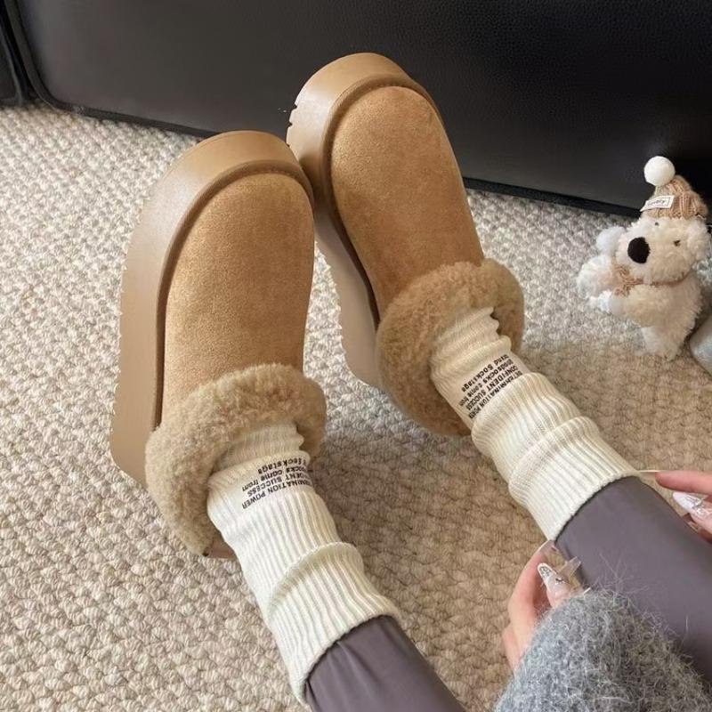 Retro Heightening Thick-soled Piled Thickened Snow Boots for Women's New Winter Warm Outer Wear Fluffy Cotton Shoes
