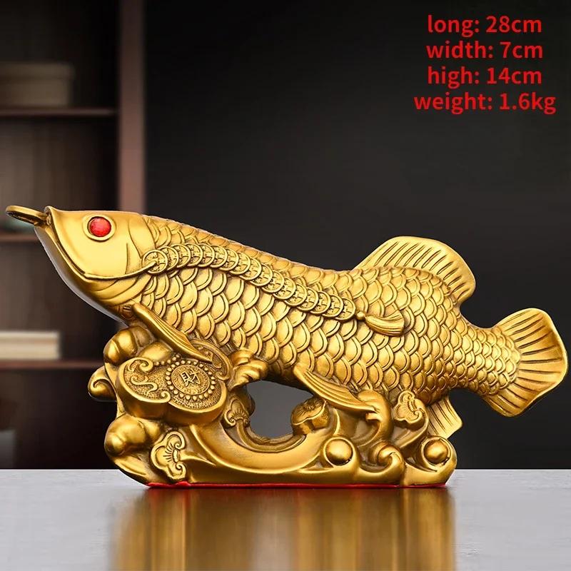 

Copper Fish Ornament Golden Dragon Fish Yearly Luck Living Room Office Desktop Decoration