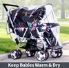 Waterproof Twin Baby Stroller Rain Cover Windproof Dustproof For Double Front Back Seat Pushchair