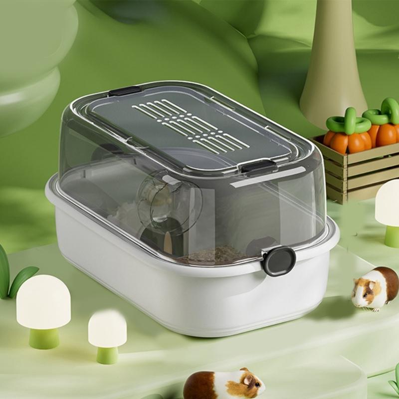 Large Space Hamsters Cage with Ventilated Lid Clear Pet Cage Indoor Resting Sleep Villa for Chinchillas Guineapigs