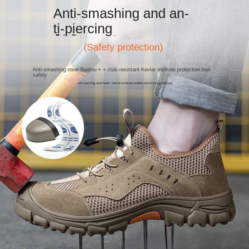 Summer Labor Insurance Shoes Men's Anti-smashing, Anti-piercing, Breathable Soft-soled Non-slip Work Shoes