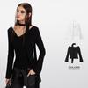 Womens Short Cropped Long Sleeve Top With Off-Shoulder One-Line Neckline Slim Fit Viscose Tee Casual Wear
