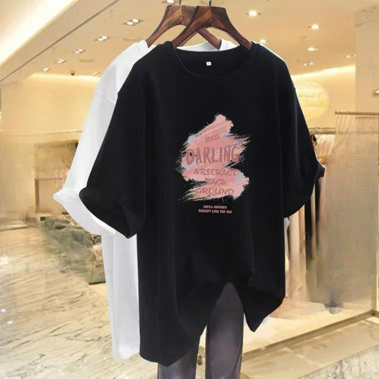 Apricot Loose Cotton Short-sleeved T-shirt Women's Long Spring and Summer Large Version of The Unique Top Bottoming Shirt