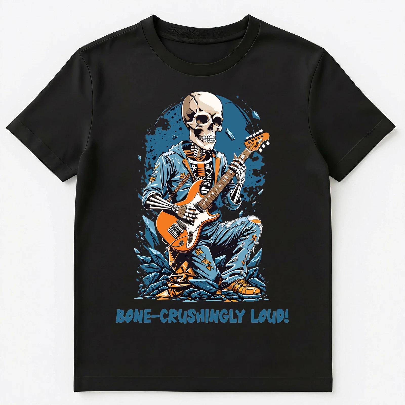 Funny Skeleton Rock Guitar Playing Pun Unisex T-Shirt XL