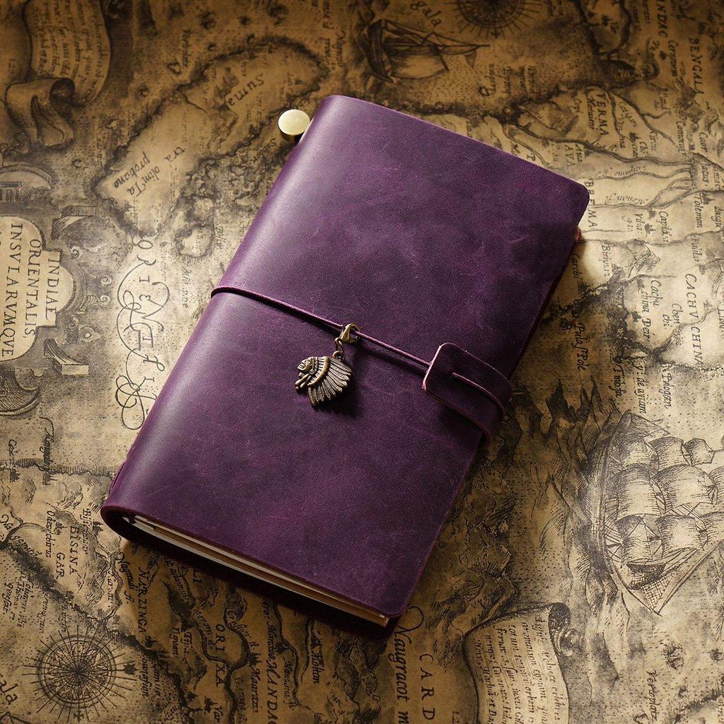 Vintage Full Grain Leather Planner Diary Notebook with Loose Leaf Pages A5 Size Sewing Bound Gift