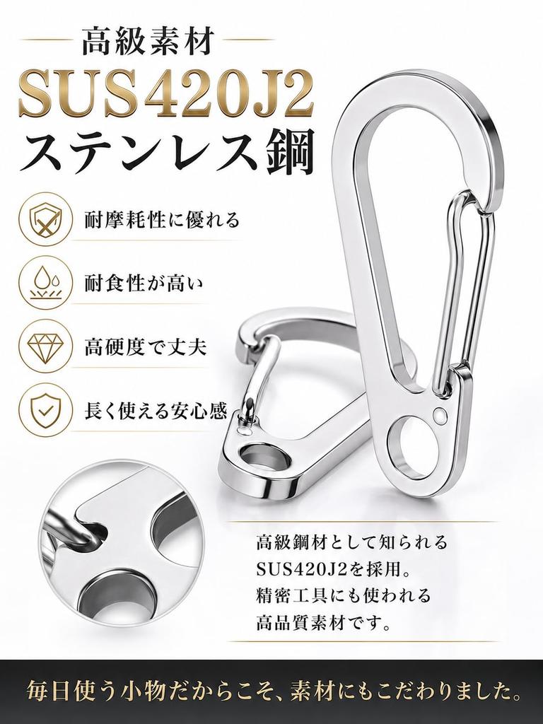 5 Pieces Carabiner Mini Carabiner Snap Hook Stainless Steel Lightweight