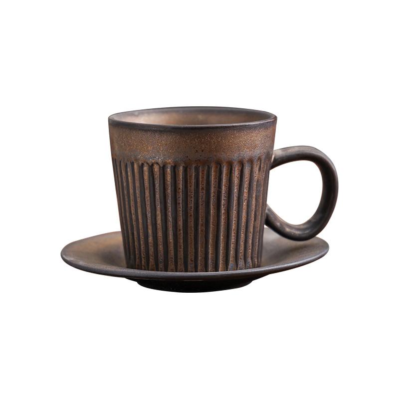 Ceramic Coffee Cup And Saucer Set Creative Afternoon Tea Latte Cup Coarse Pottery Mug