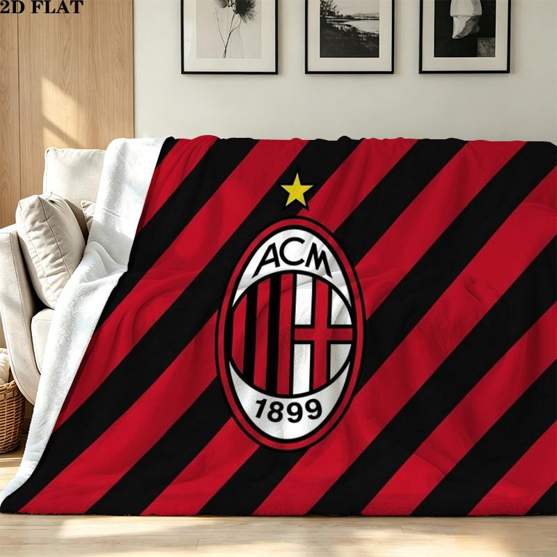 AC Milan Print Flannel Blanket High Quality Warm Comfortable Cover for All Seasons Perfect for Gifts Home Decor
