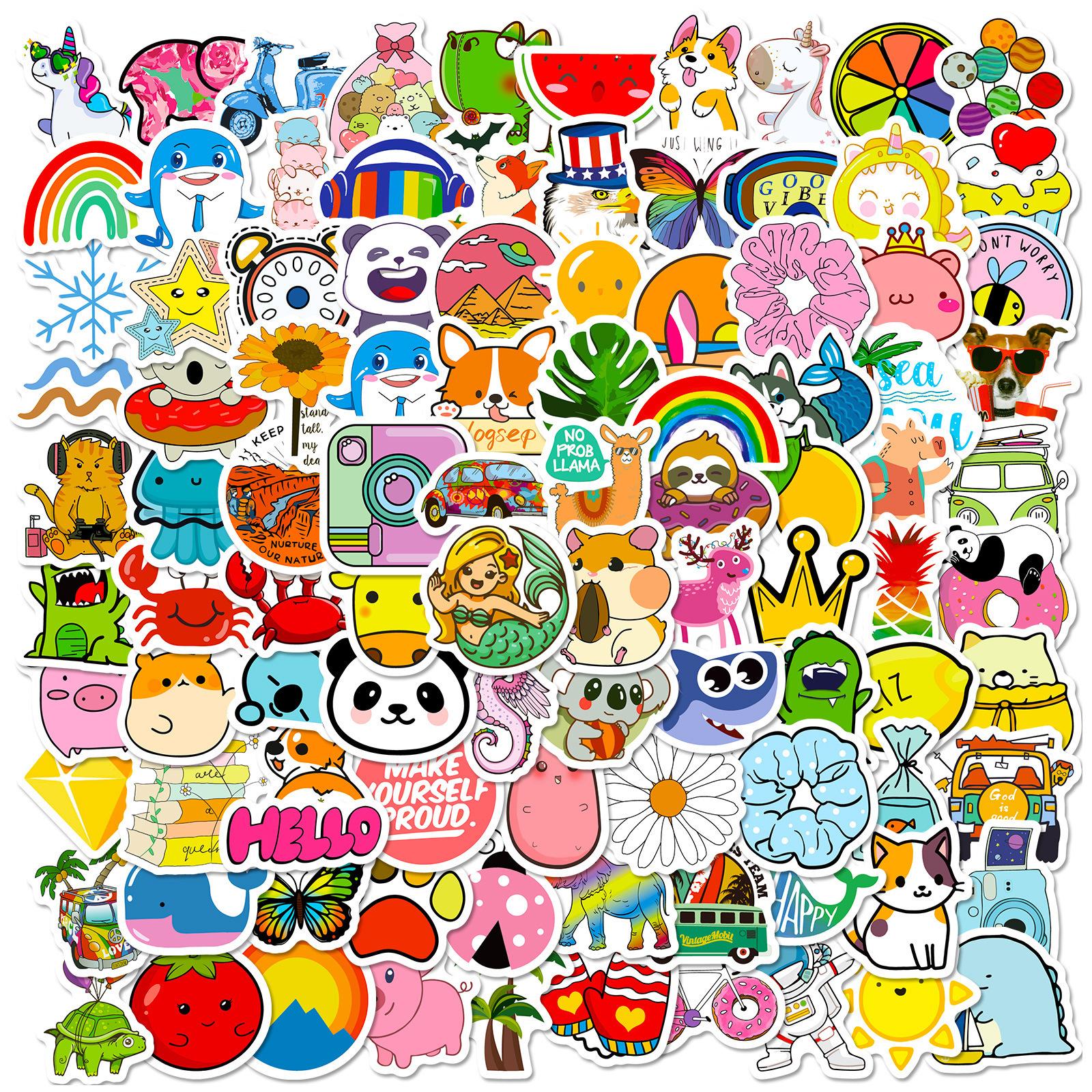 

100 Small Size 4Cm Small Fresh Stickers Cartoon Ins Aesthetic Luggage
