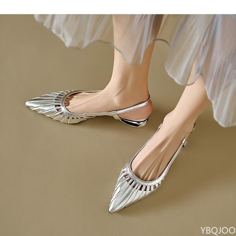 Fashion Solid color High Heel Sandals New 2025 Summer Women's Strap Pointed Toe Heel Shoes  Versatile Slingback women shoes
