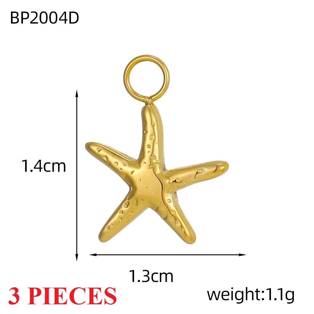 3PCS/LOT CARLIDANA Marine Starfish Shell Pendants, Stainless Steel Charms for DIY Jewelry