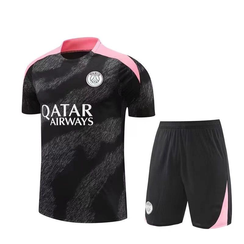 Paris Short Sleeve Training Jersey Set for Adults & Children - Summer Pre-Match Sports Kit