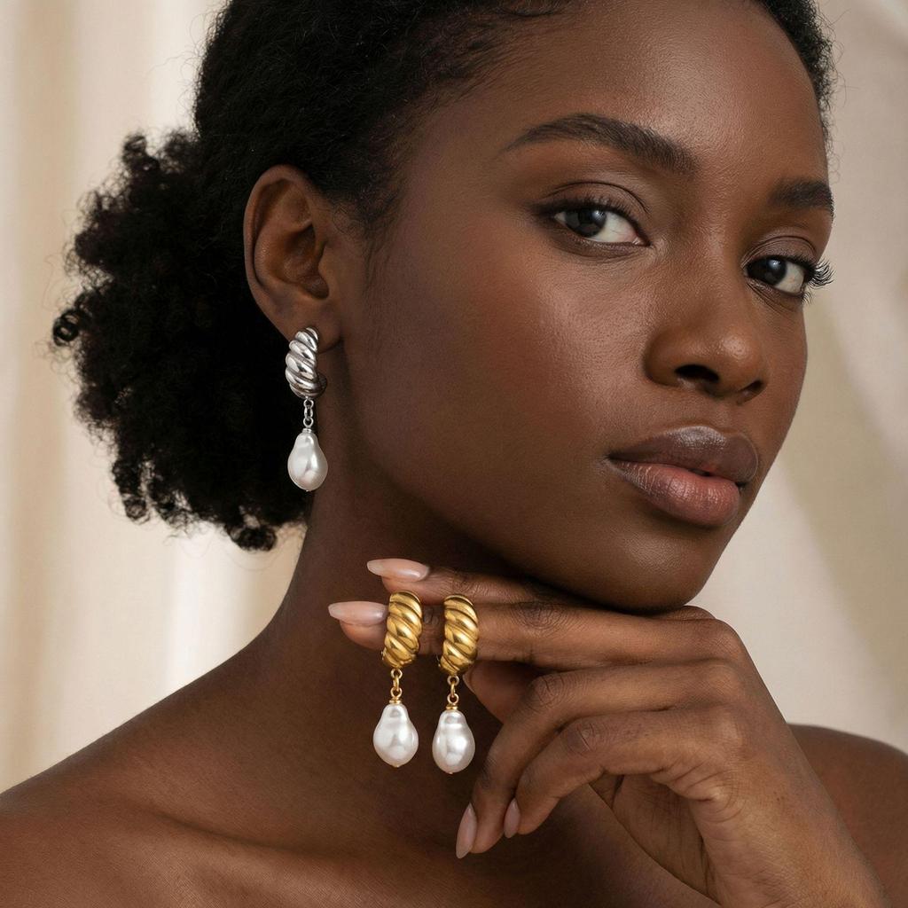 European-American Irregular Pearl Stud Earrings: INS Design, Elegant Gold-Plated, 18K Gold Color Retention