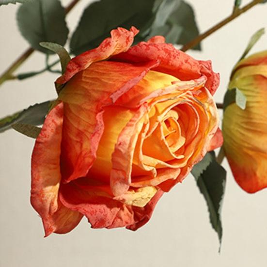 Artificial Rose Flower Realistic Vintage Fake Rose Bouquet with 2 Heads Blooms And 3 Buds for Wedding Flower Arrangement Home Party Table Centerpiece